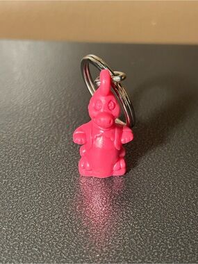 Vintage Tupperware Pink Fun Fern Flyer Keychain, Pink Dinosaur Keychain
